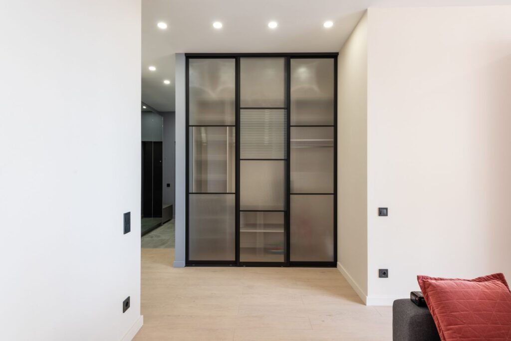 Wardrobe with frosted glass doors (illustrative stock image)